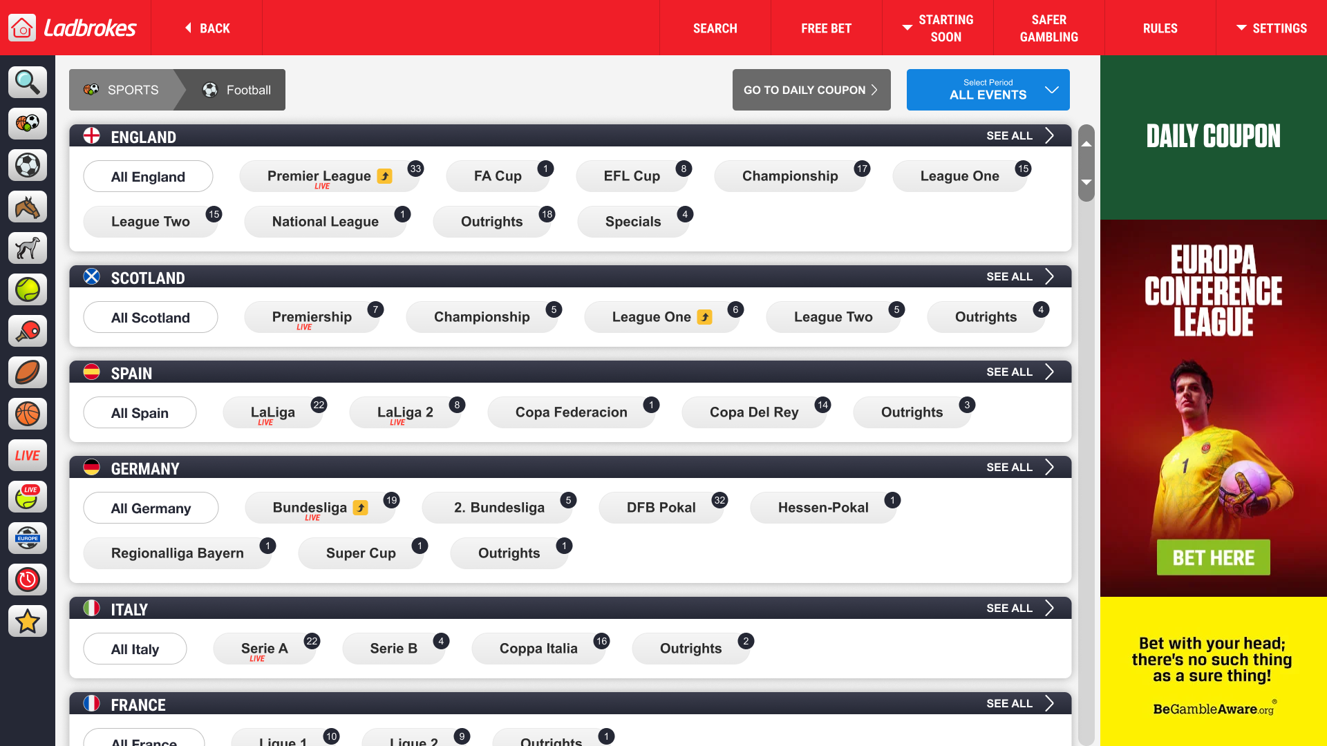 BetStation main screen — next races, popular matches, and quick navigation